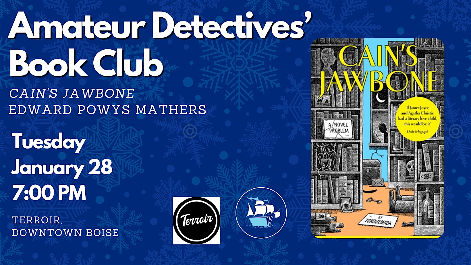 Amateur Detectives Book Club – Cain’s Jawbone – Boise, ID