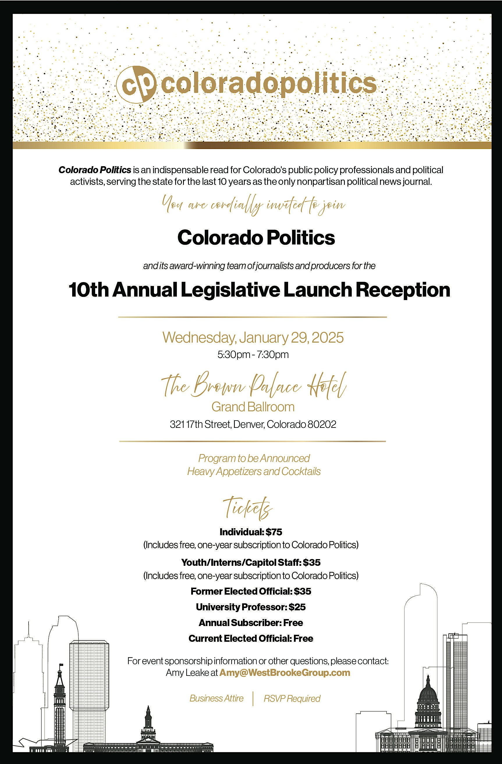 10th Annual Colorado Politics Legislative Launch Reception – Denver, CO