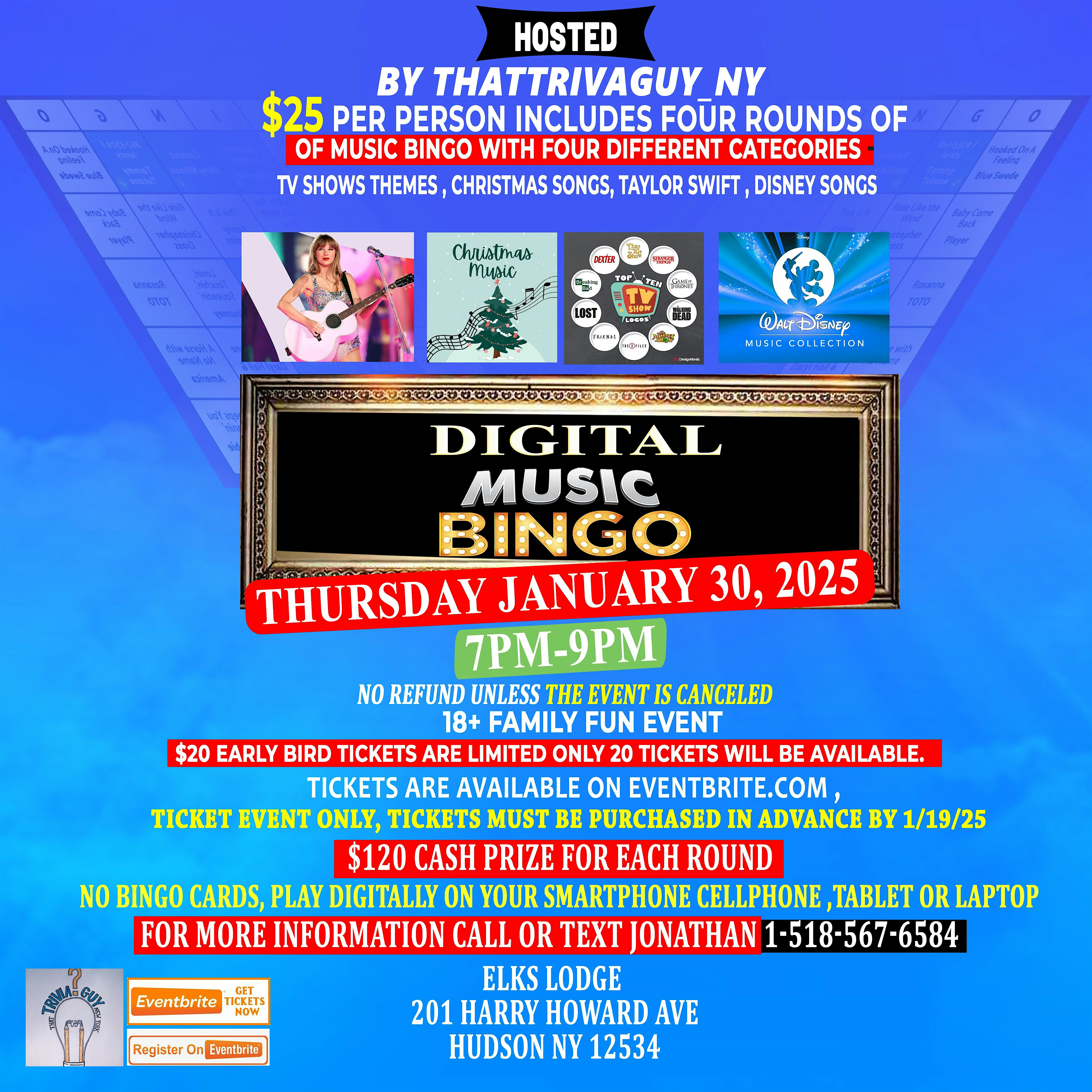 DIGITAL MUSIC BINGO – Hudson, NY