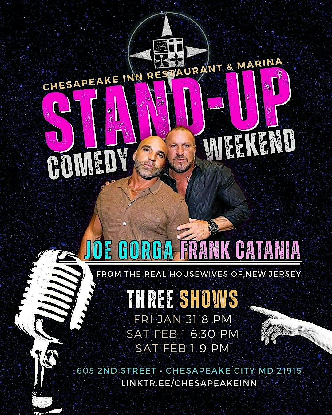 Joe Gorga & Frank Catania Comedy Show  Jan 31- 8PM – Chesapeake City, MD