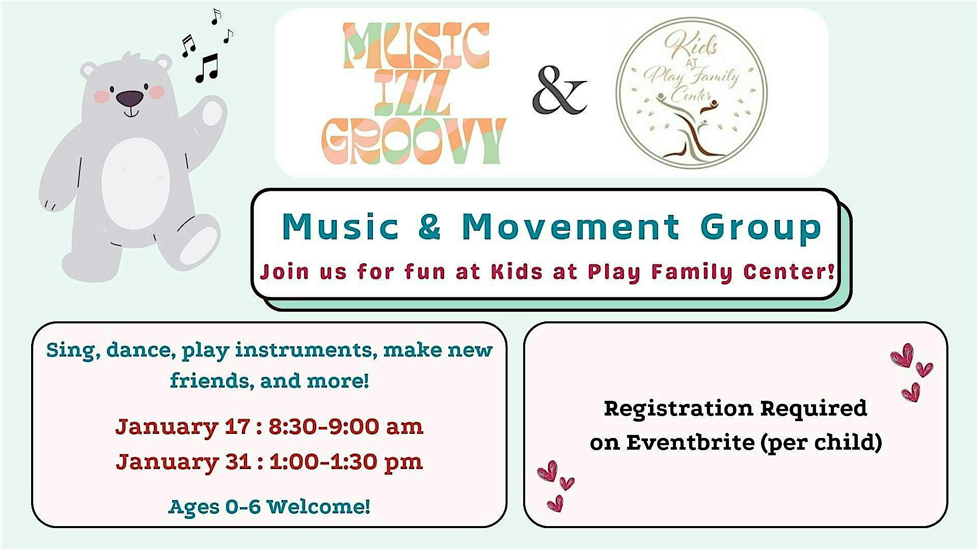 Groovy Group – Music & Movement Class at Kids at Play Family Center!! – Oakwood Village, OH