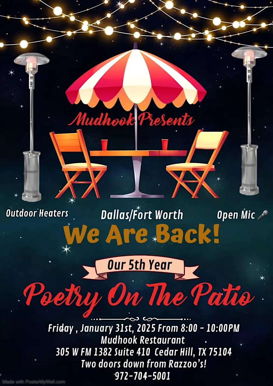 Poetry On The Patio: A Free Monthly Outdoor Open Mic – Cedar Hill, TX