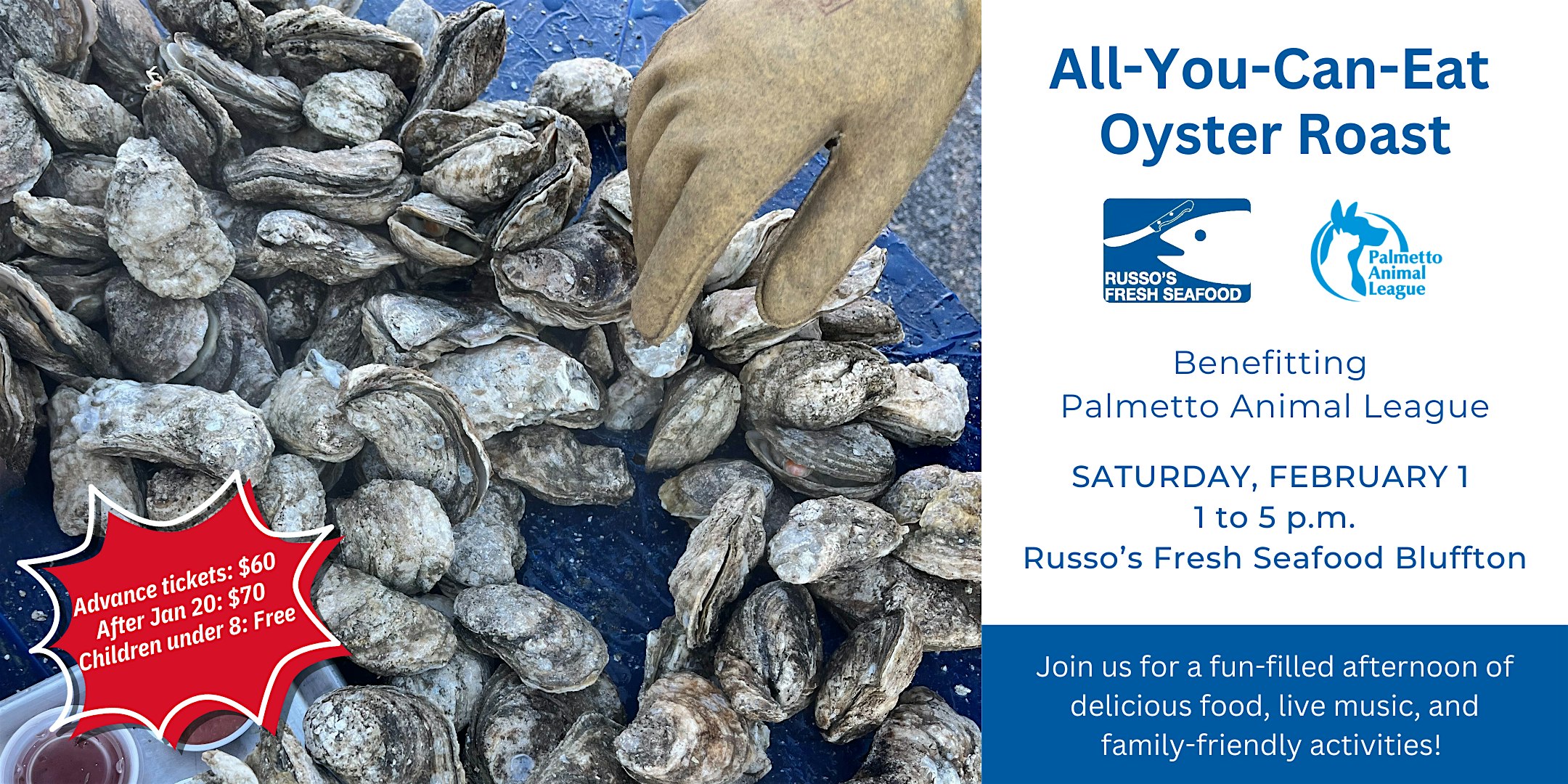 Russo’s Fresh Seafood Bluffton 2025 All-You-Can-Eat Oyster Roast – Bluffton, SC