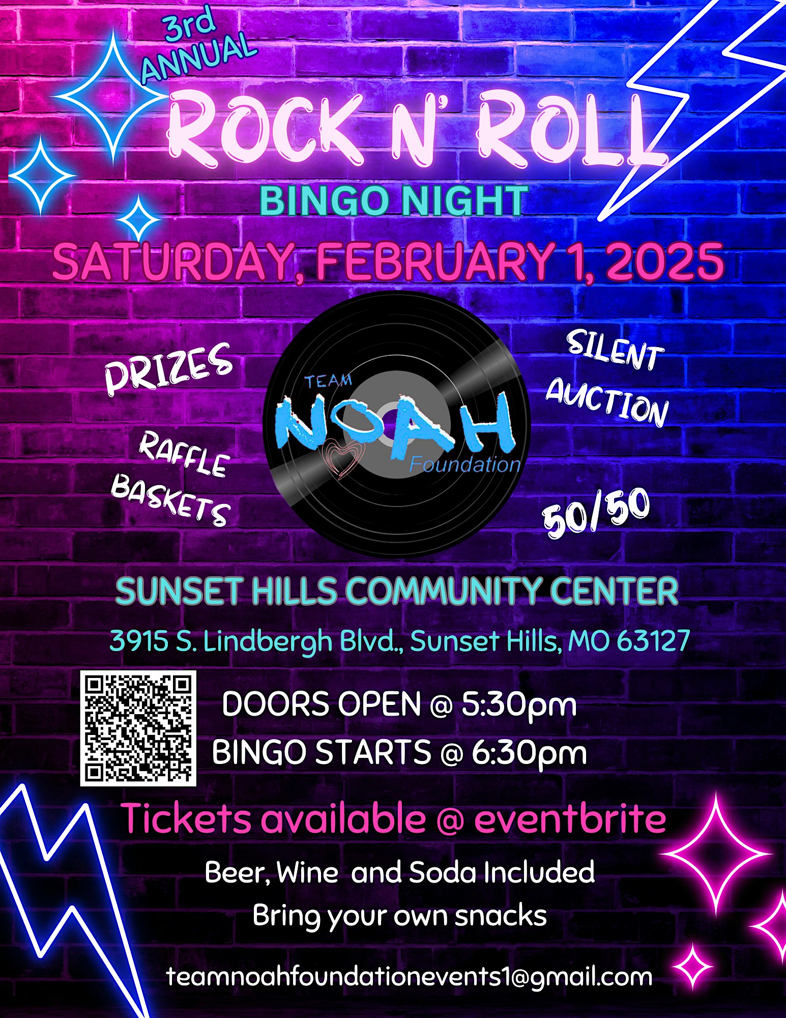 TEAM NOAH FOUNDATION 3RD ANNUAL ROCK N’ ROLL BINGO 2025 – St. Louis, MO