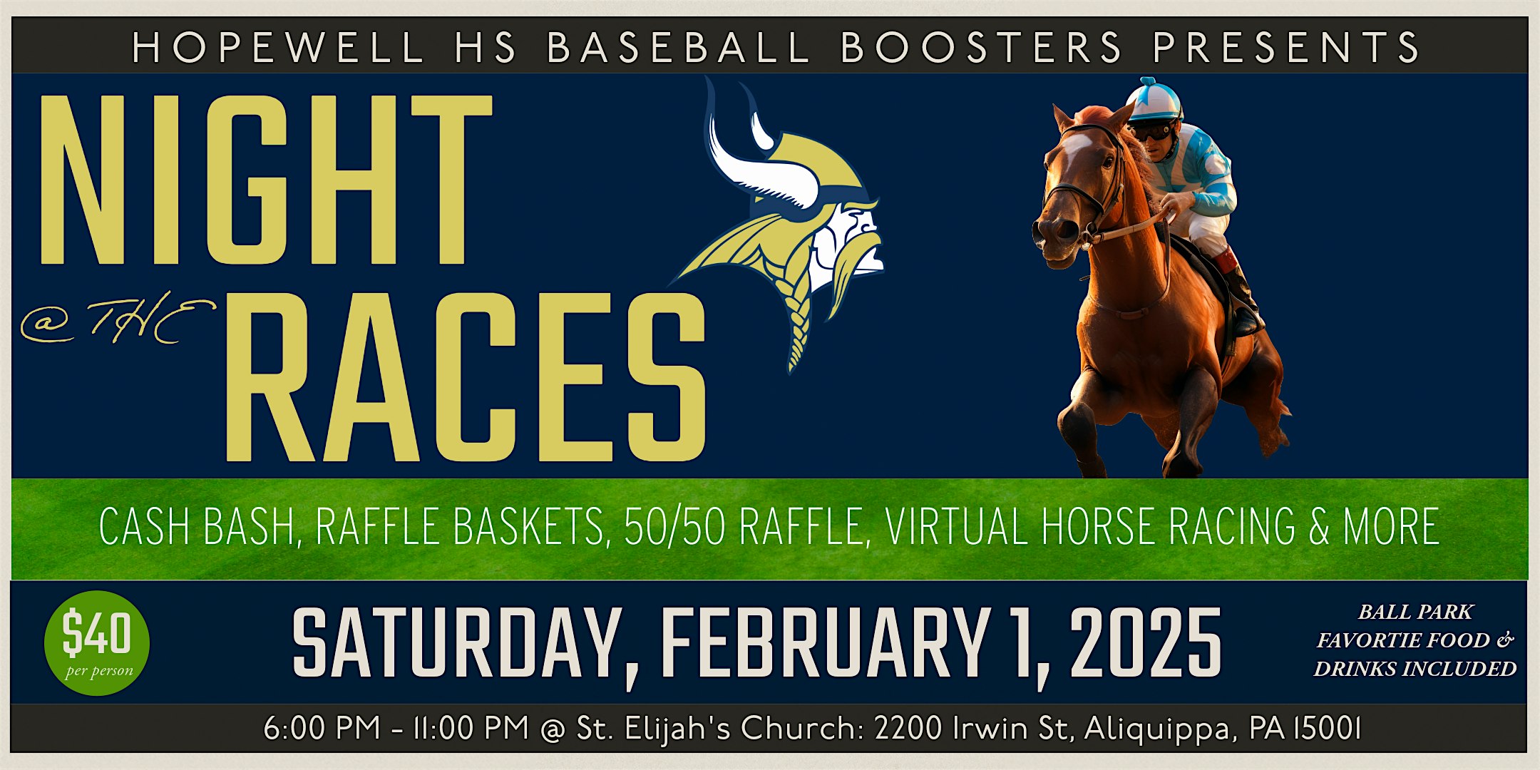 Night @ The Races, presented by Hopewell HS Baseball Booster Club – Aliquippa, PA