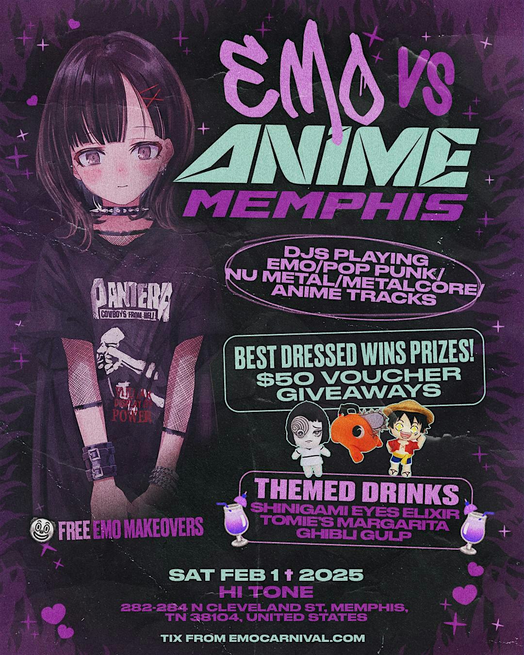 EMO VS ANIME – EMO NIGHT MEMPHIS – FEBRUARY 2025 – Memphis, TN