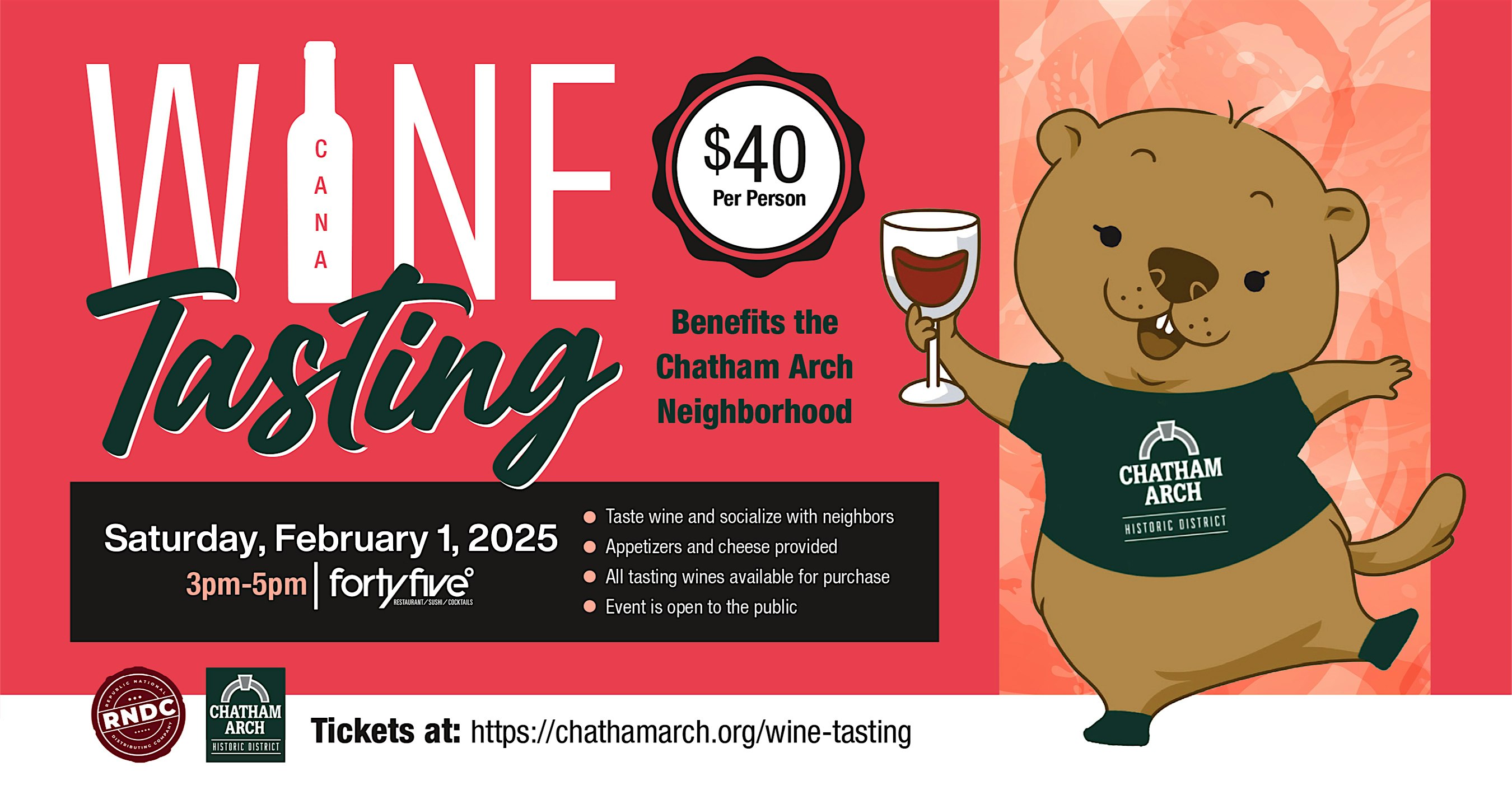 Chatham Arch Groundhog Day Wine Tasting – Indianapolis, IN