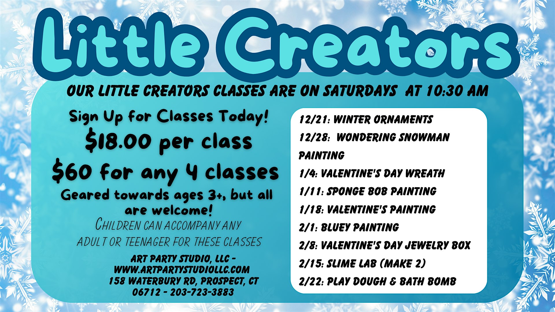 Little Creators Winter Classes – Prospect, CT