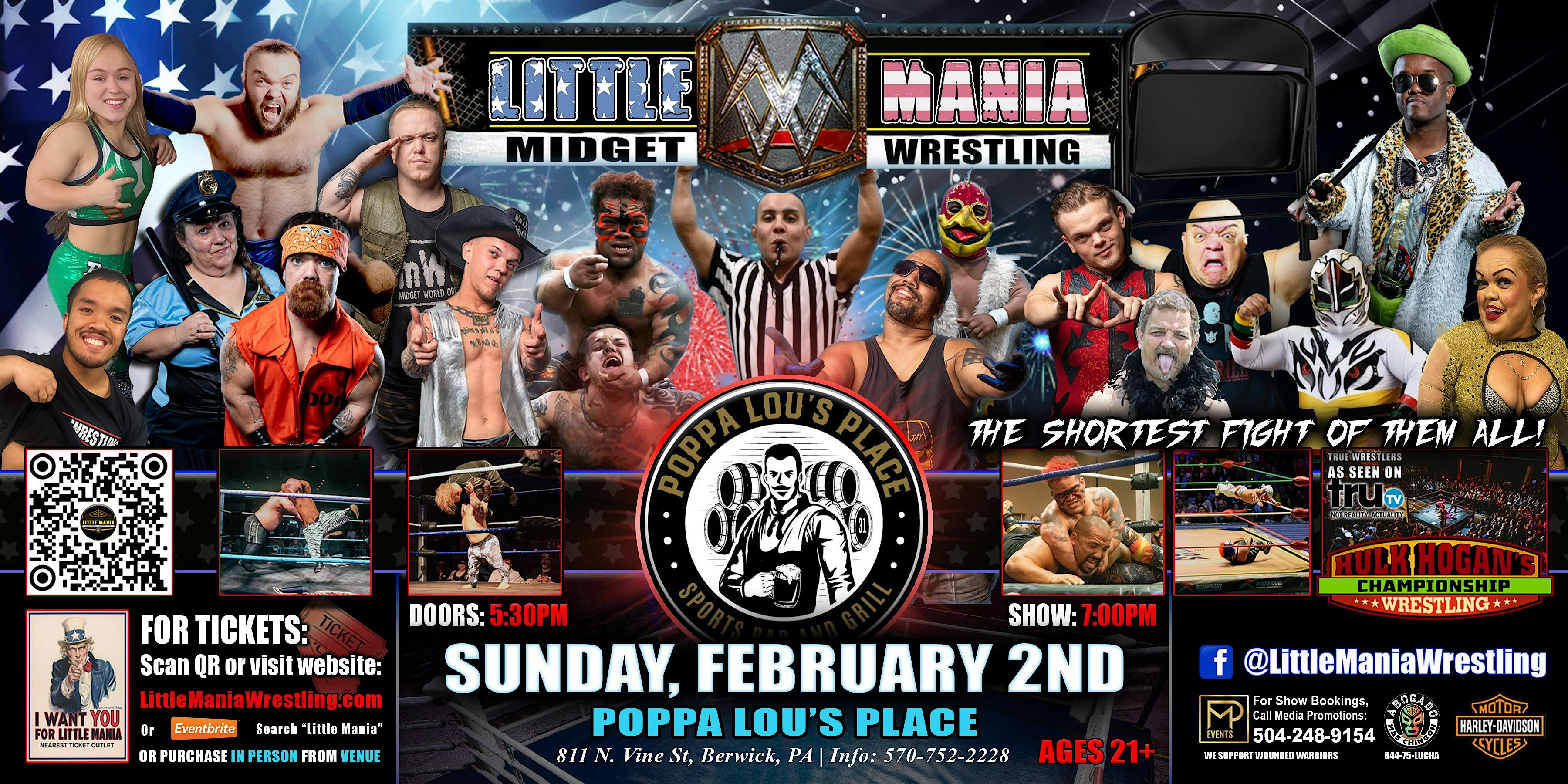 Berwick, PA – Little Mania Midget Wrestling @ Poppa Lou’s Place – Berwick, PA