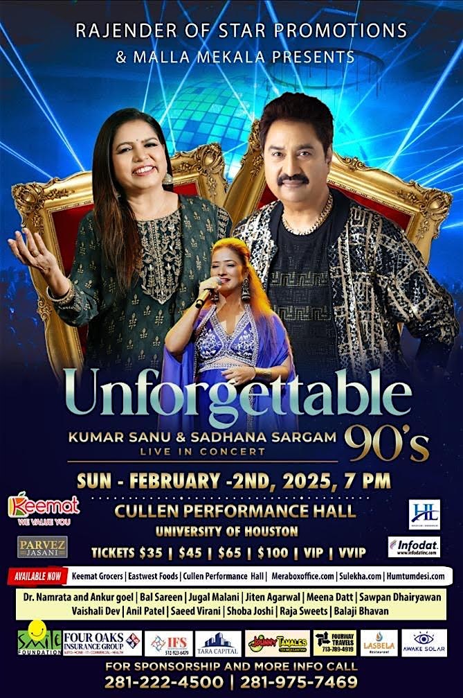 Kumar Sanu and Sadhana Sargam – Aashiqui Live in Houston 2025 – Houston, TX