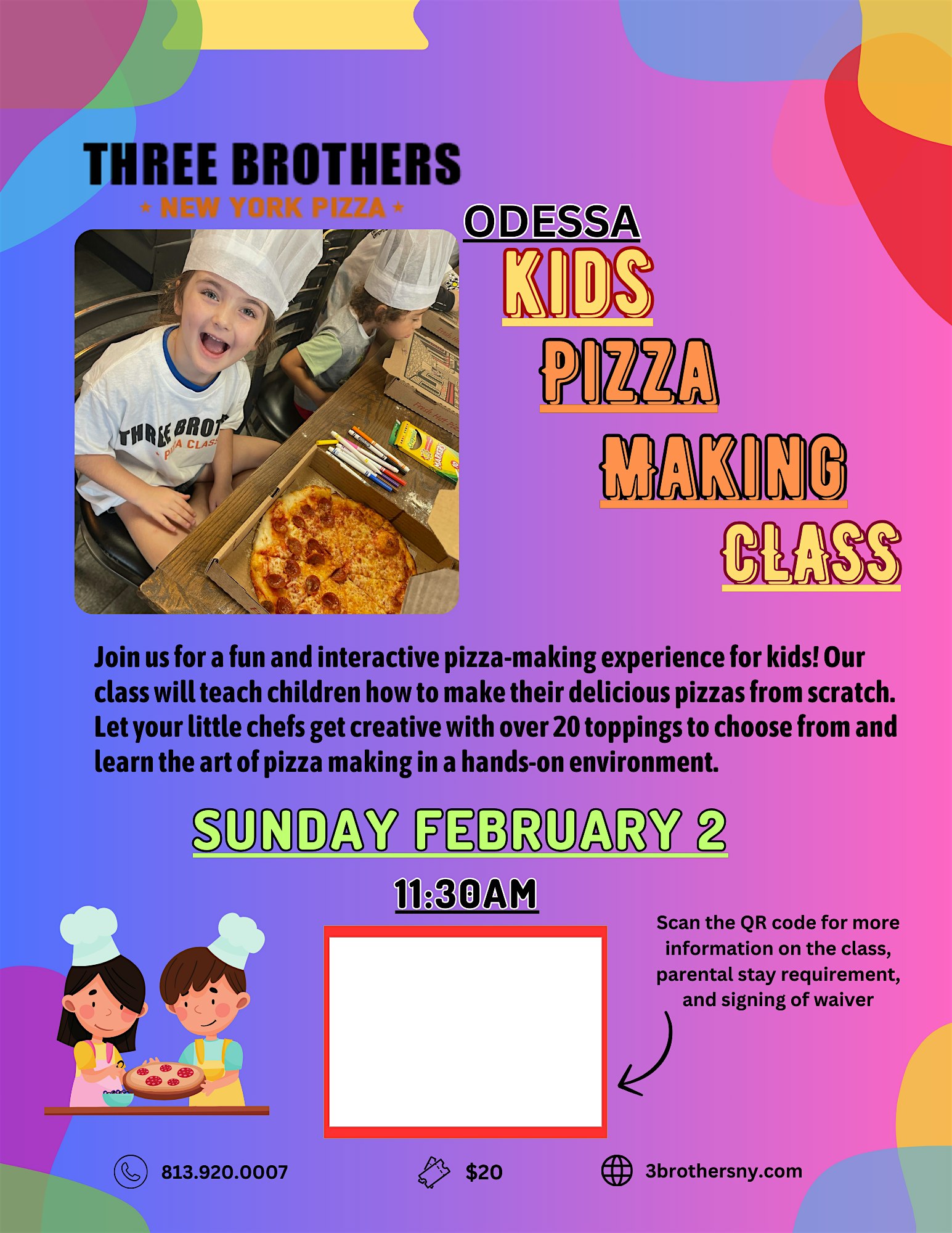 Kids’ Pizza Making Class at ODESSA! 11:30AM TIME SLOT – Odessa, FL