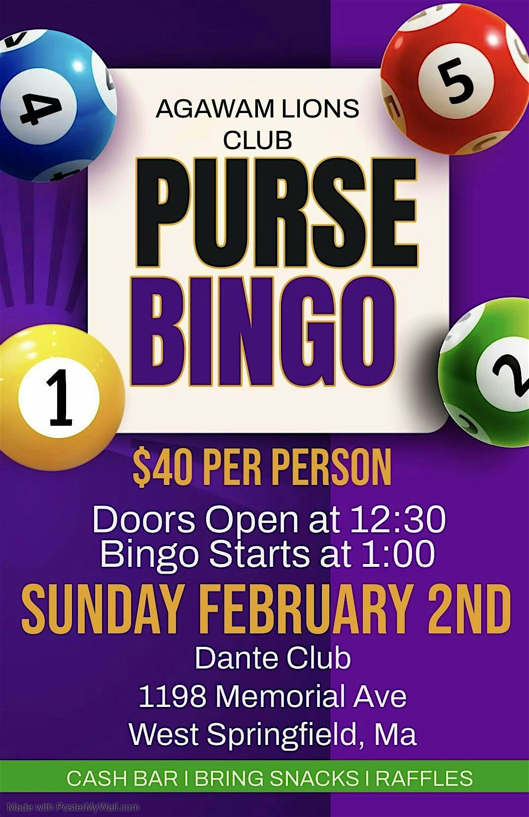 Agawam Lions Club Purse Bingo – West Springfield, MA