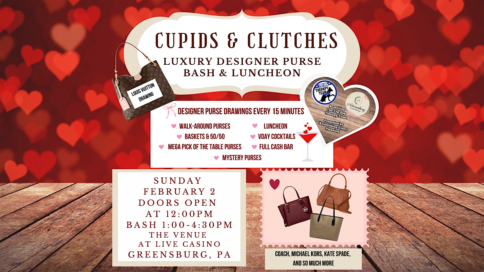 Cupids and Clutches: Luxury Designer Purse Bash & Lucheon – Greensburg, PA