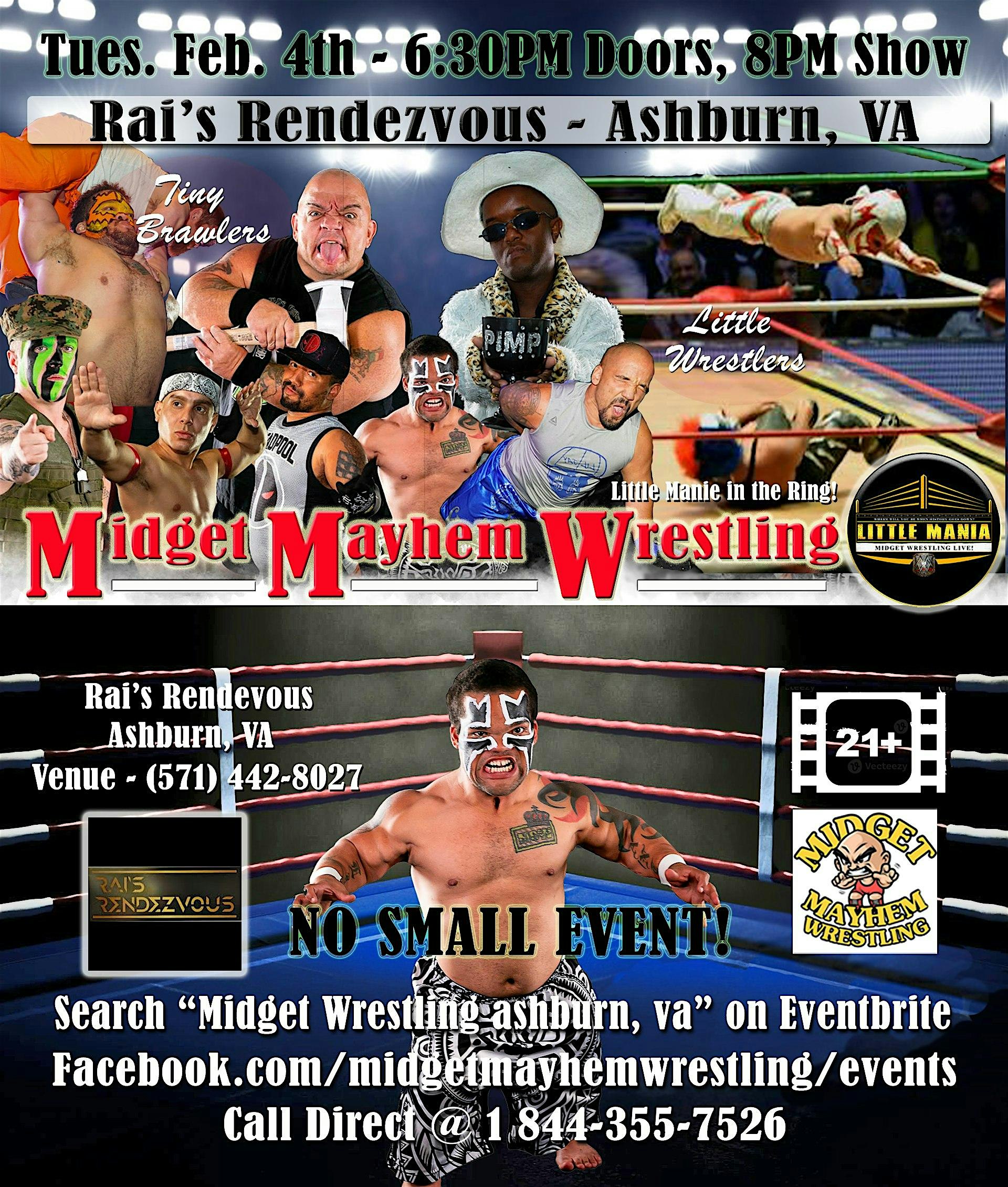 Midget Mayhem Wrestling Goes Wild! Ashburn VA 21+ – Ashburn, VA