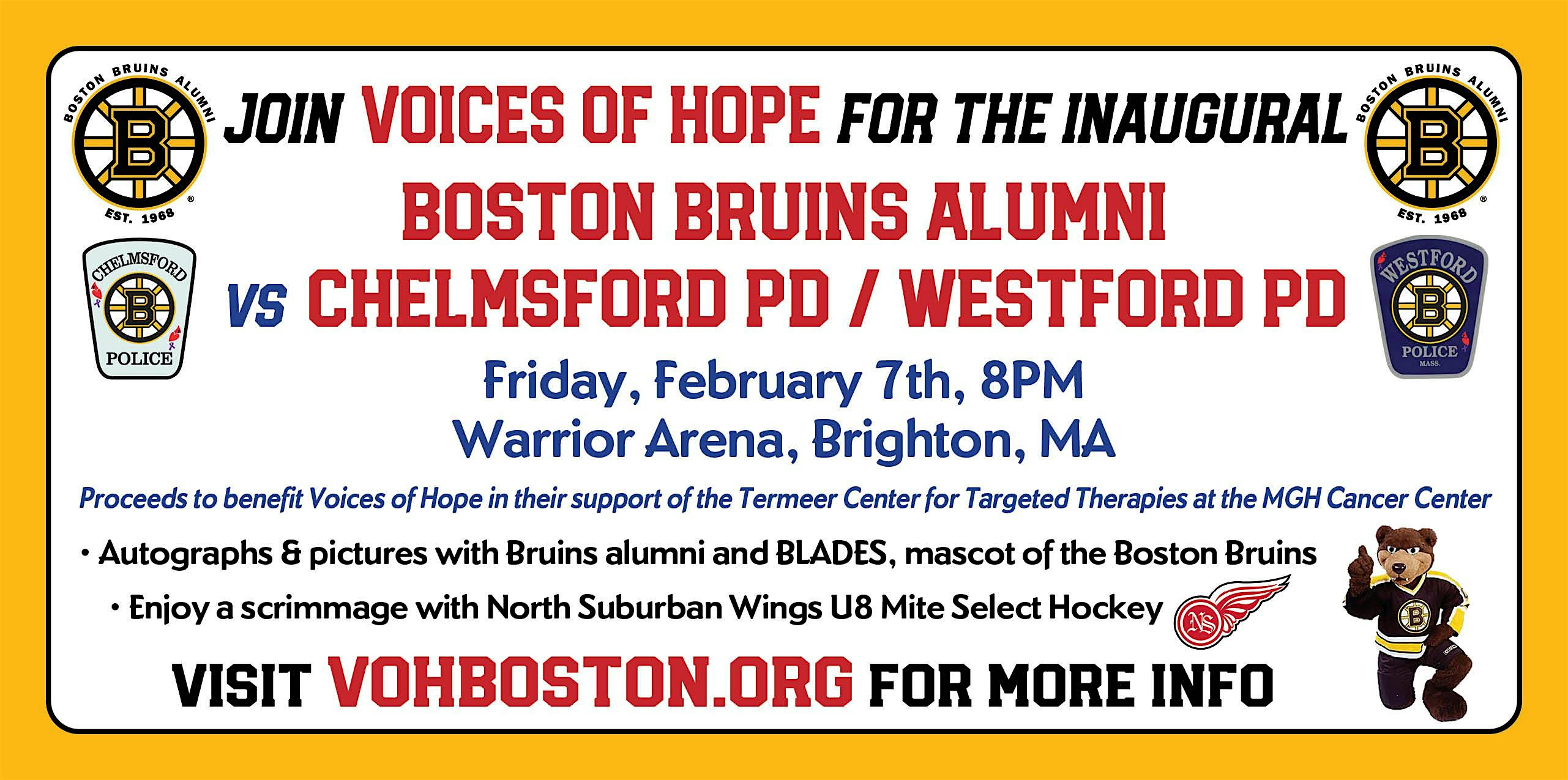 Boston Bruins Alumni Game Benefiting Voices of Hope! – Boston, MA