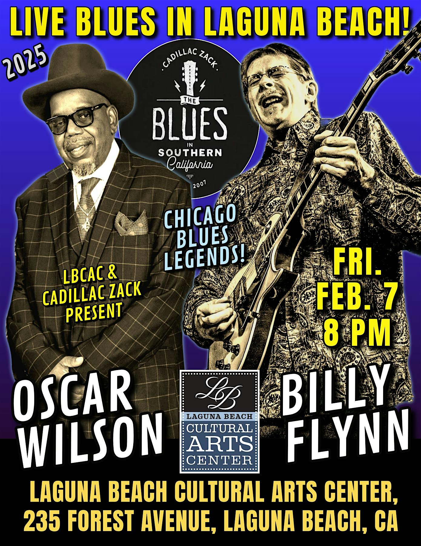 BILLY FLYNN & OSCAR WILSON BAND – Chicago Blues Legends – in Laguna Beach! – Laguna Beach, CA