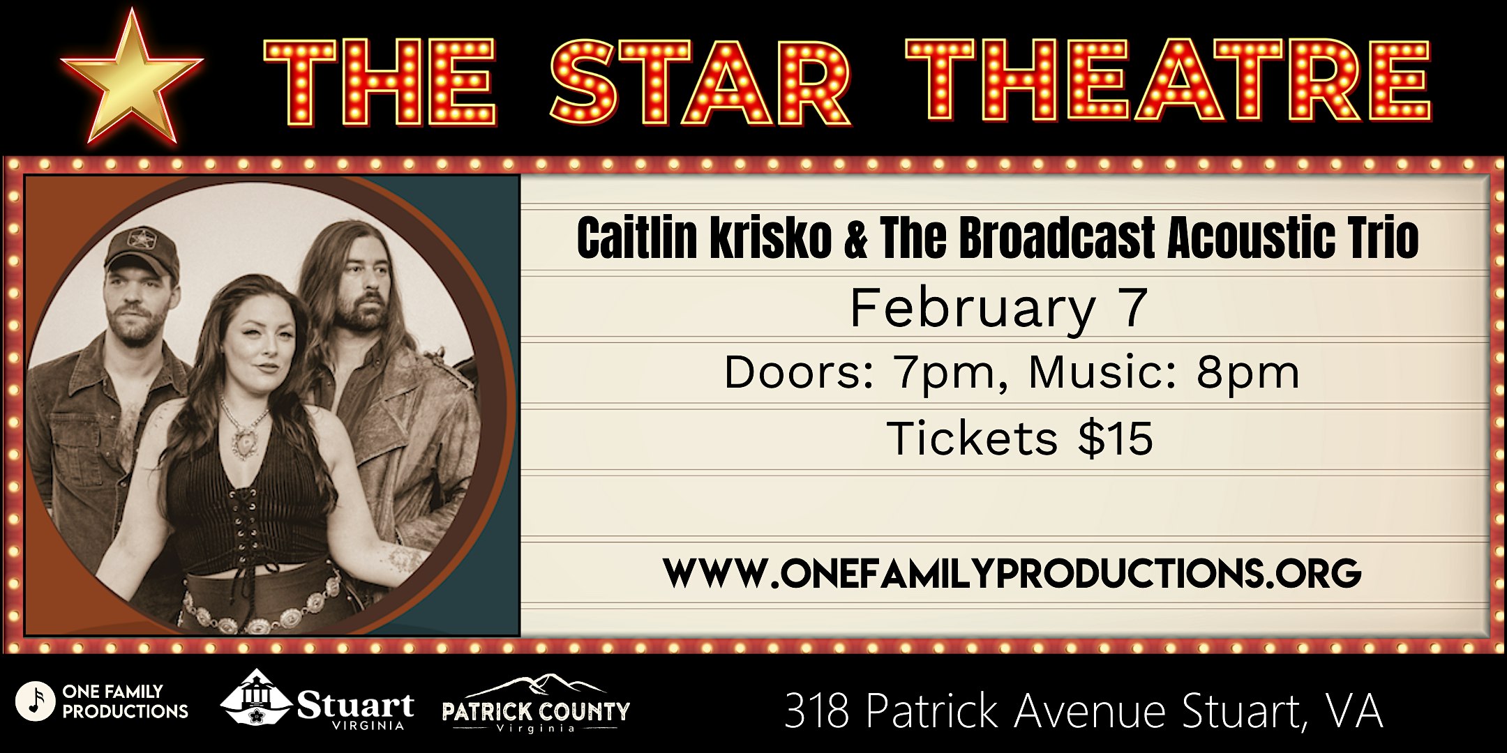 Caitlin Krisko & The Broadcast Acoustic Trio – Stuart, VA