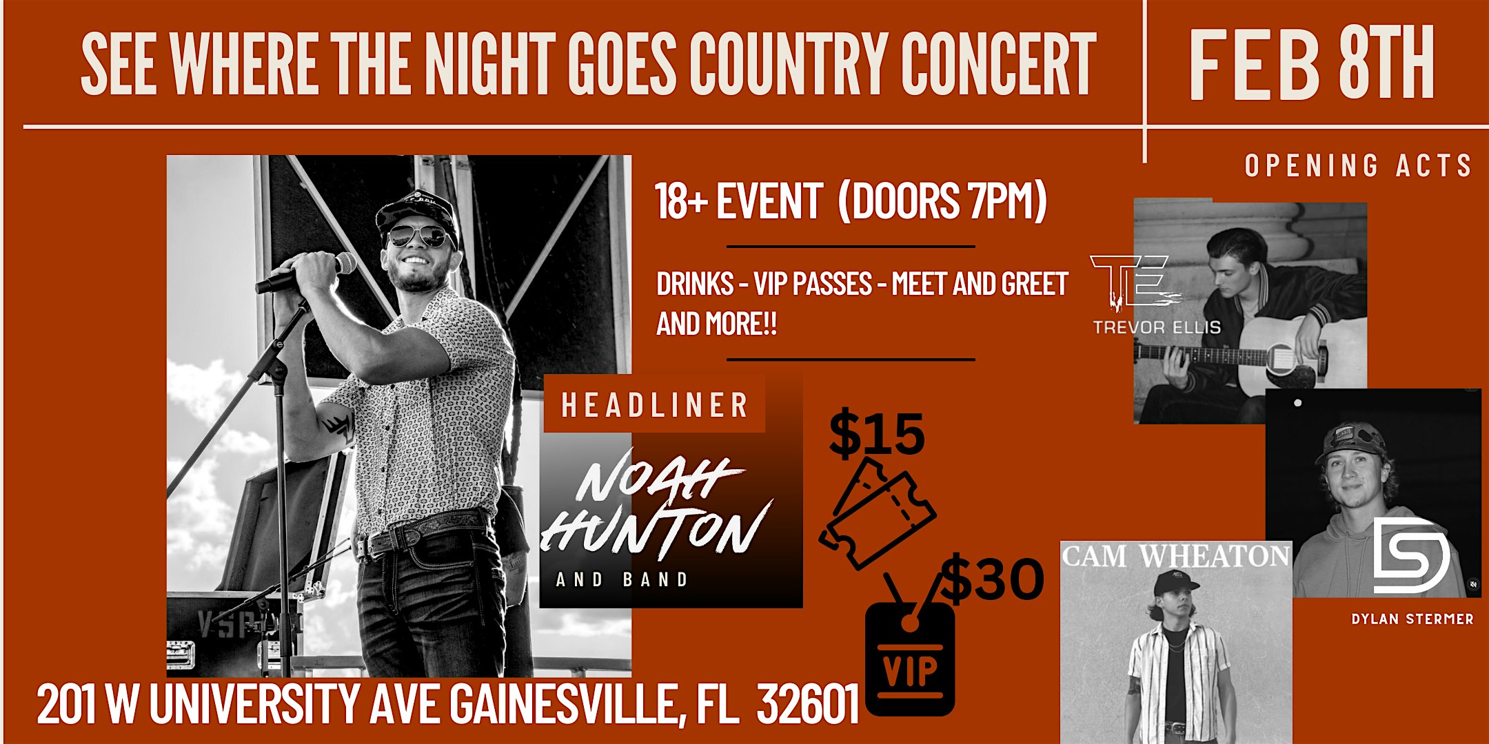 SEE WHERE THE NIGHT GOES COUNTRY CONCERT – Gainesville, FL