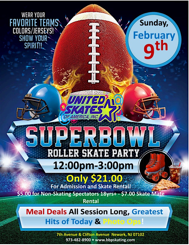 Super Bowl Roller Skating Party – Newark, NJ