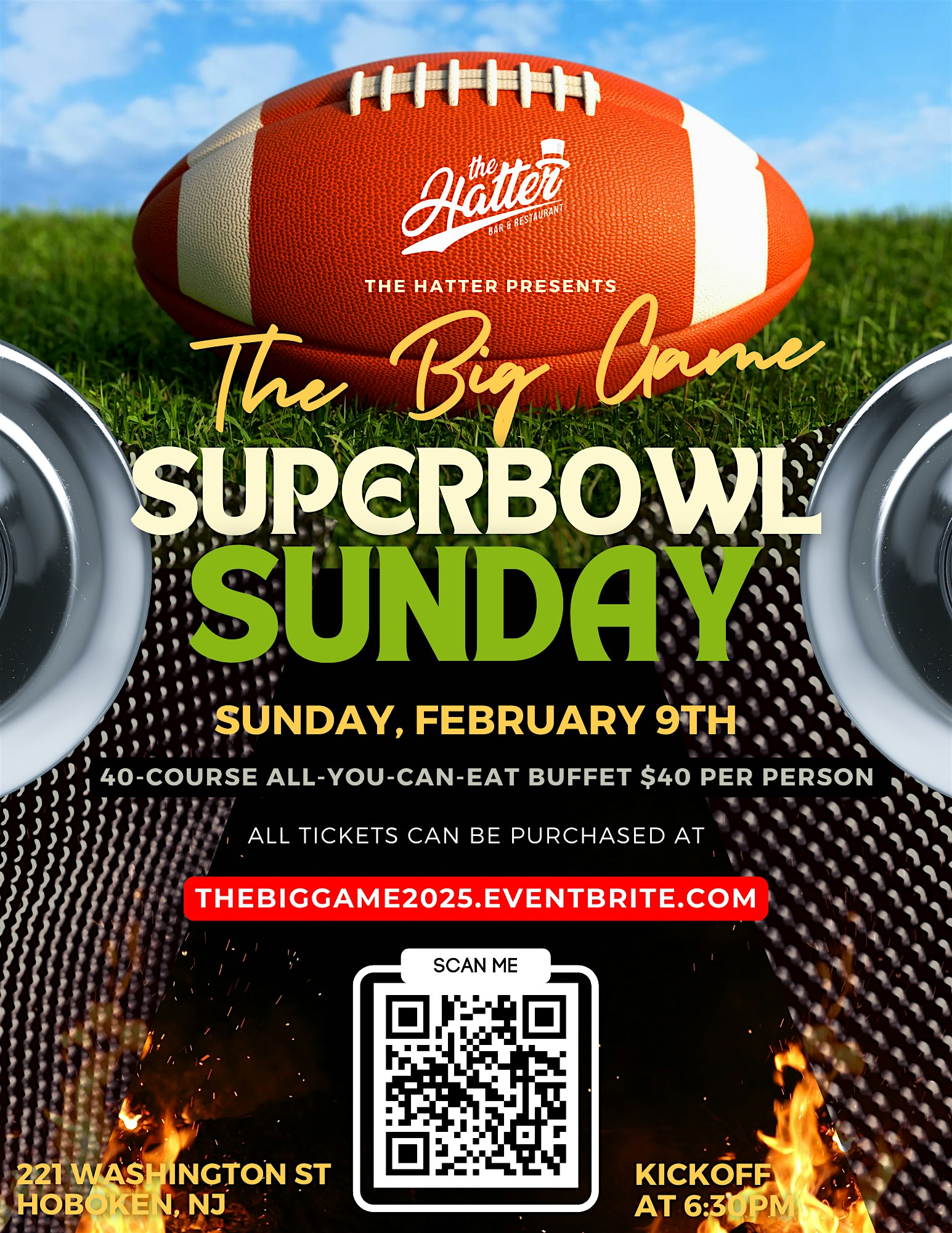 “The BIG Game” 2025 Entrance & 40 Course Buffet Party – Hoboken, NJ