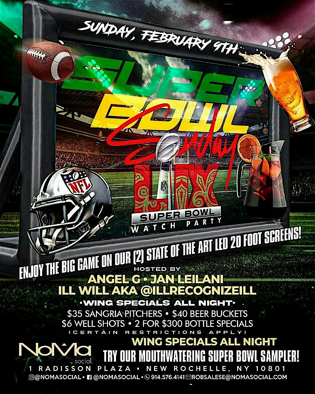 Super Bowl Sunday Watch Party @ NoMa Social (Hosted By Angel G) – New Rochelle, NY