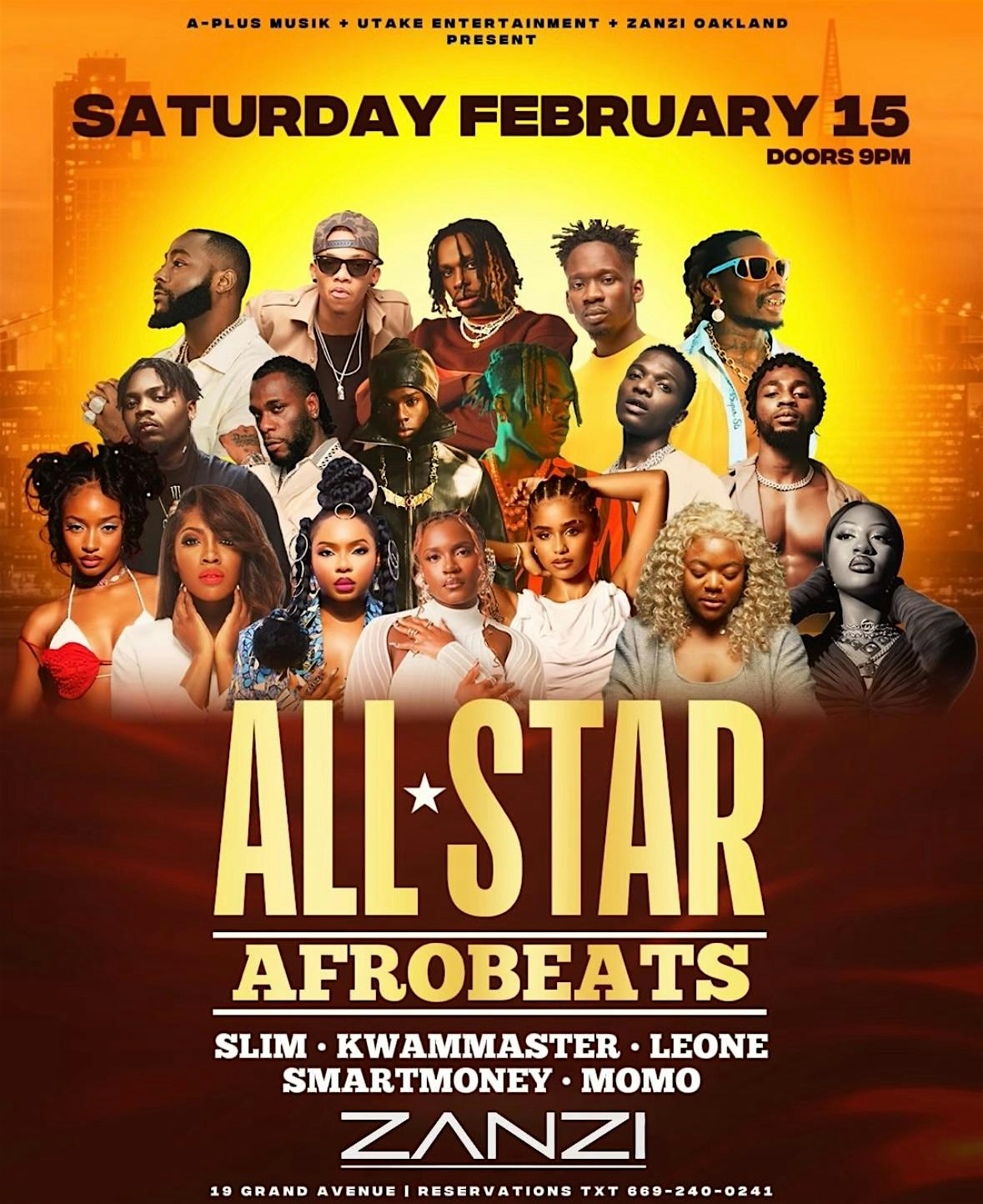 ALL-STAR AFROBEATS 2/15 – Oakland, CA