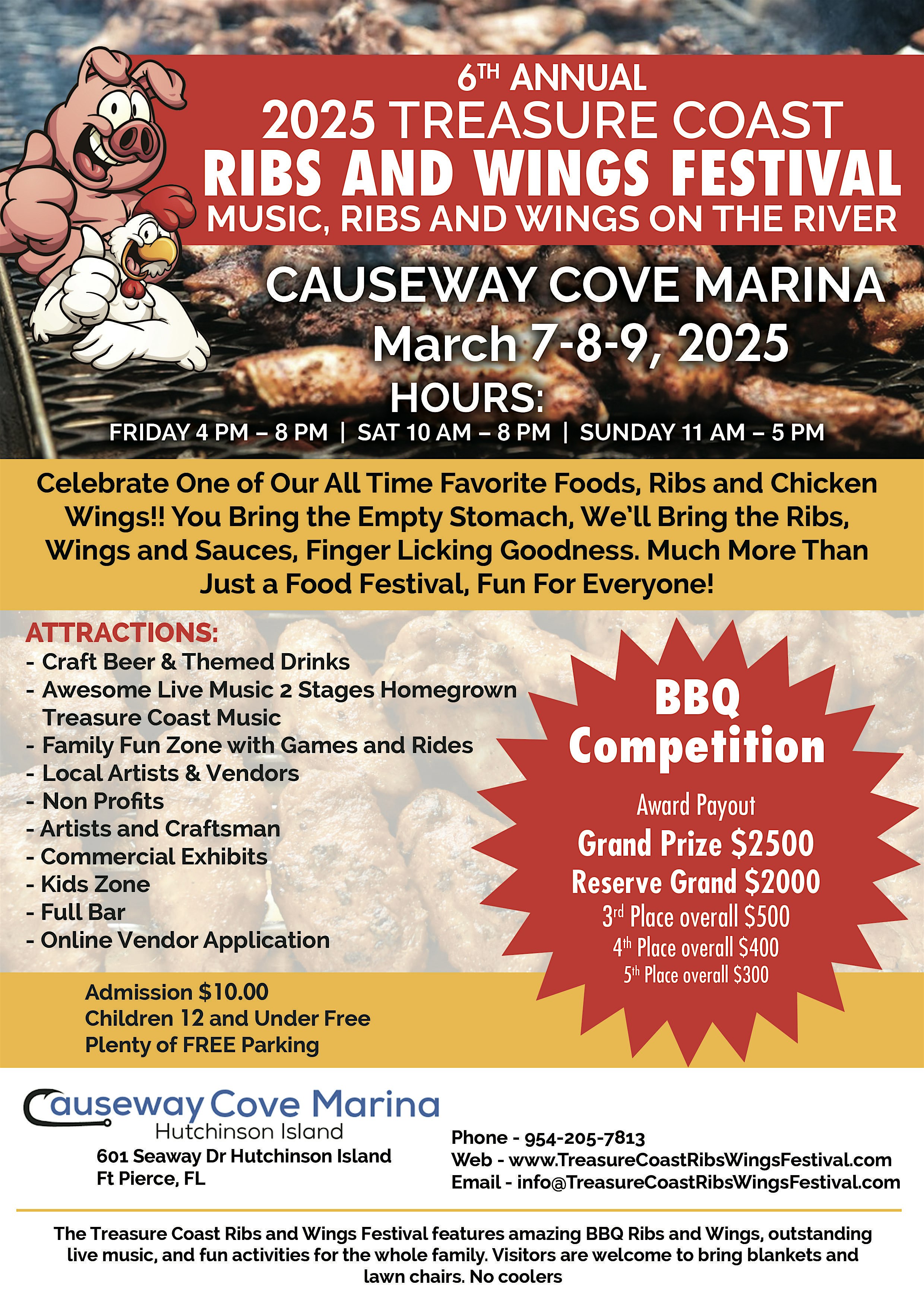 Mark Your Calendars 6th Annual Treasure Coast Ribs Wings & Music Festival – Fort Pierce, FL