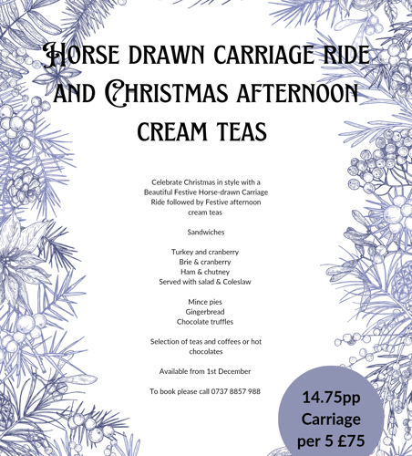 Festive carriage ride including Festive afternoon cream tea – East Midlands, United Kingdom