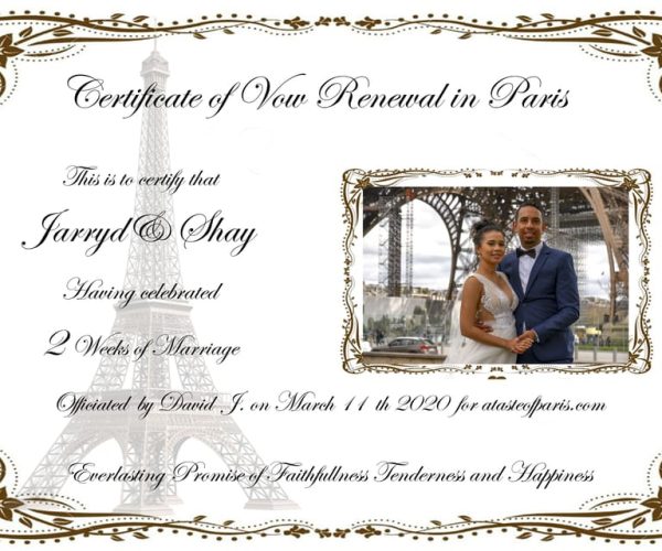 Paris: Wedding Vows Renewal Personal Photo or Video Shoot – Paris, France