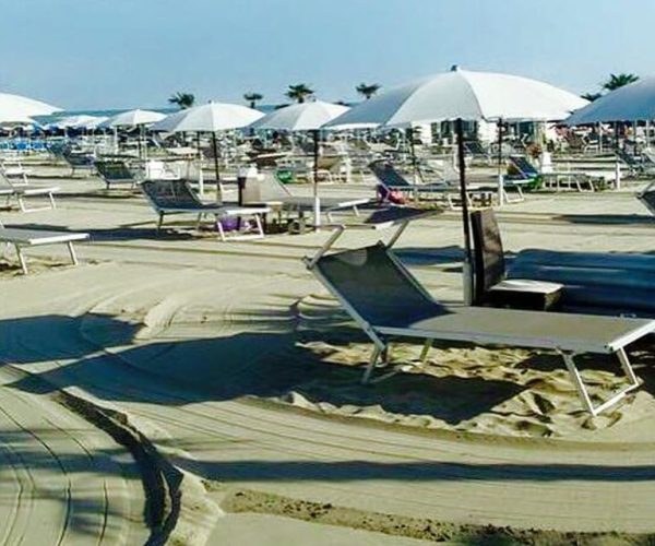 Riccione: Umbrella and Loungers at Baia degli Angeli Beach – Emilia-Romagna, Italy