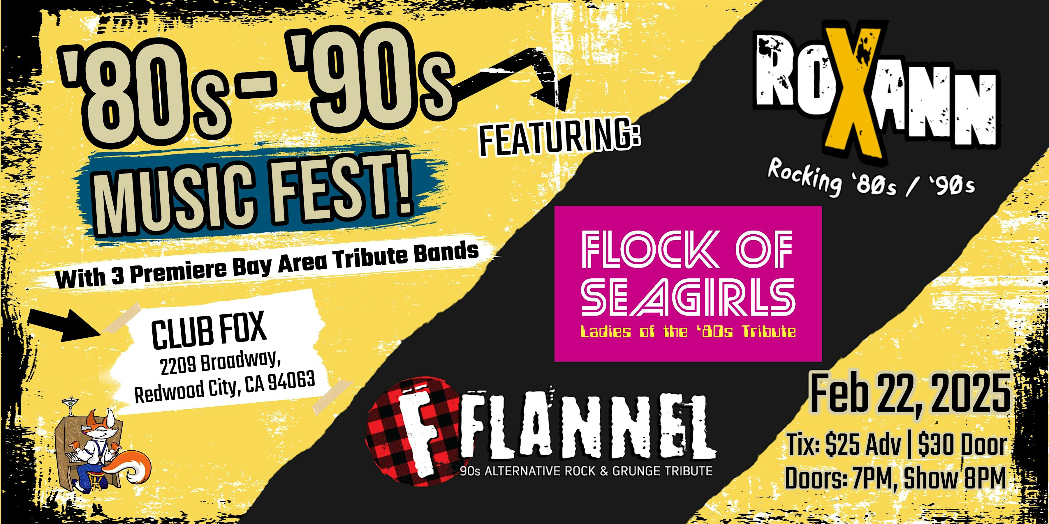 80’s – 90’S MUSIC FEST! – ROXANN, FLOCK OF SEAGIRLS & FLANNEL – Redwood City, CA