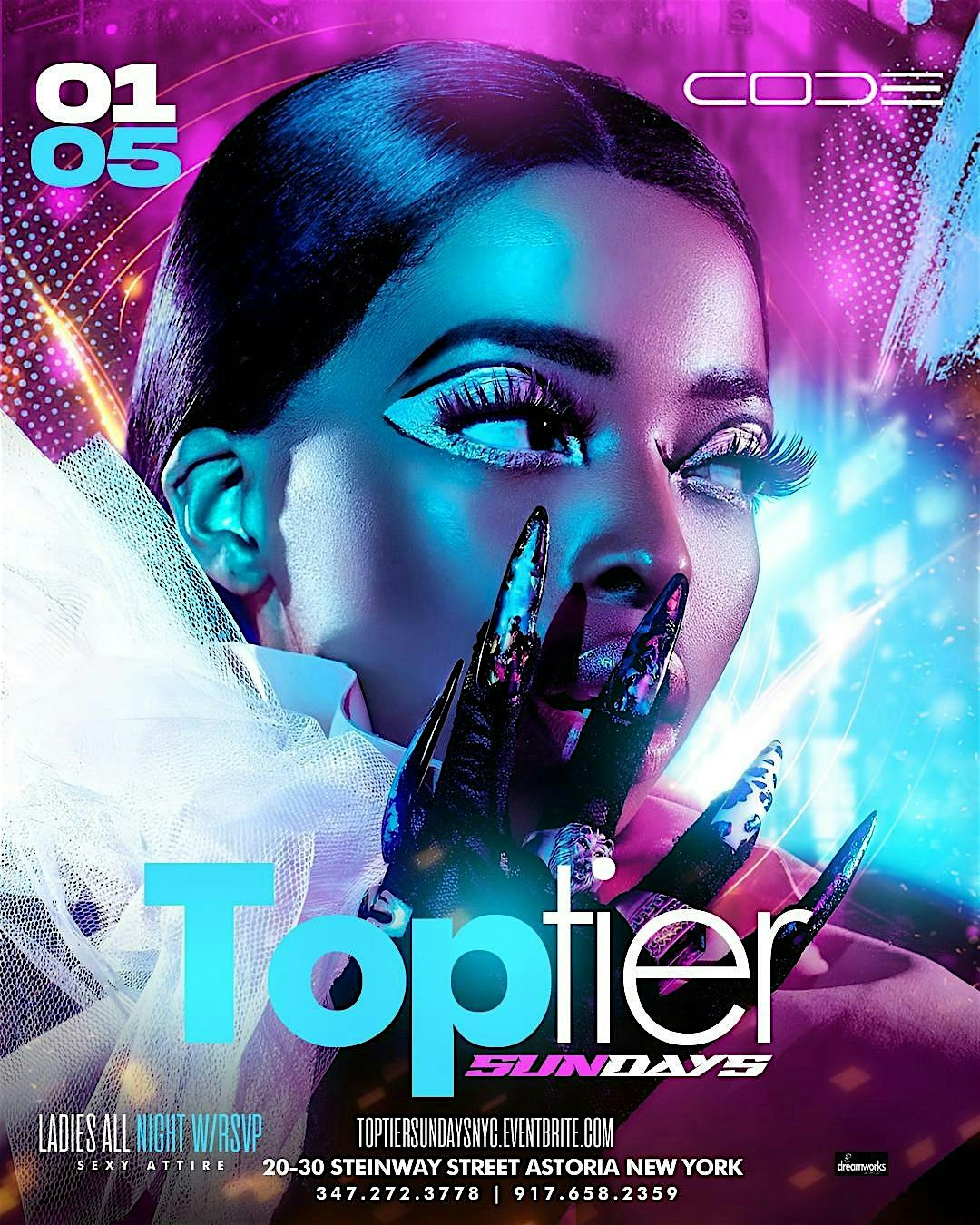 TOP TIER SUNDAYS AT CODE ASTORIA – Queens, NY