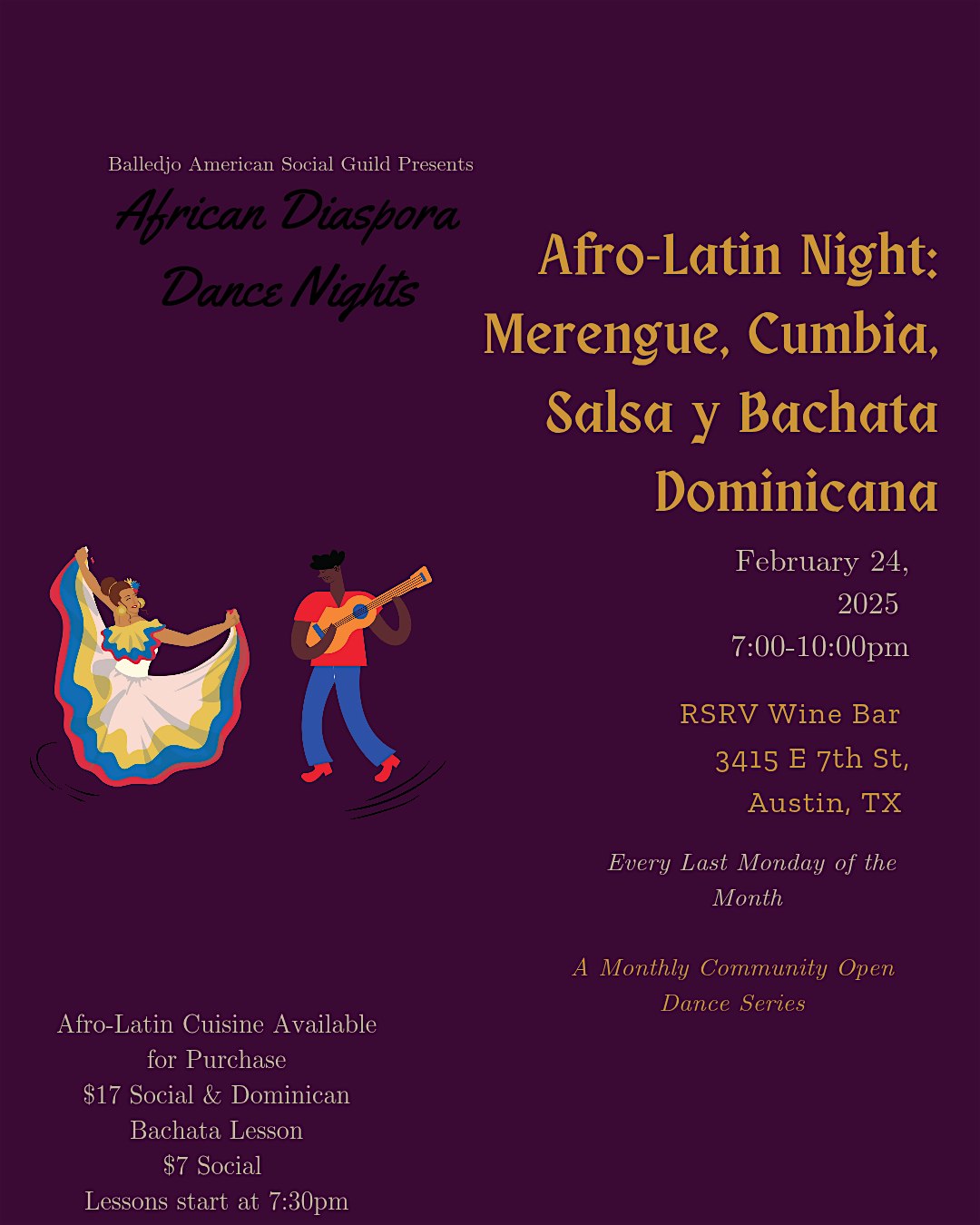 Afro-Latin Night : Salsa, Merengue, Cumbia & Dominican Bachata – Austin, TX