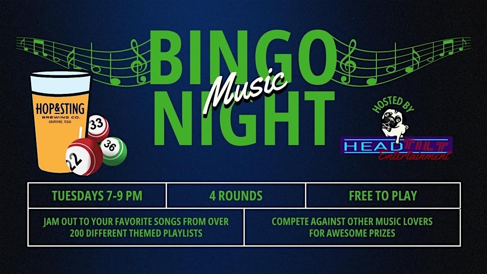 TUESDAY MUSIC BINGO NIGHT AT HOP AND STING BREWERY – Grapevine, TX