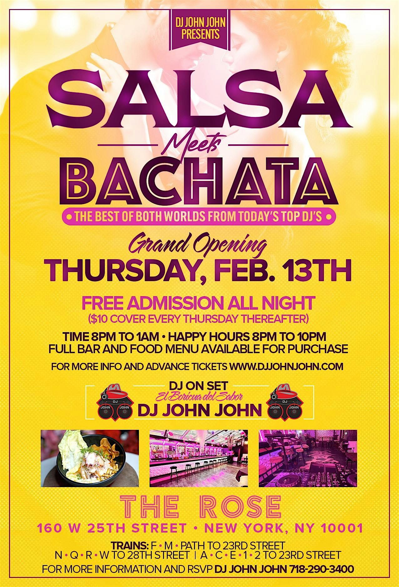 SALSA MEETS BACHATA at The Rose each and every Thursday – New York, NY