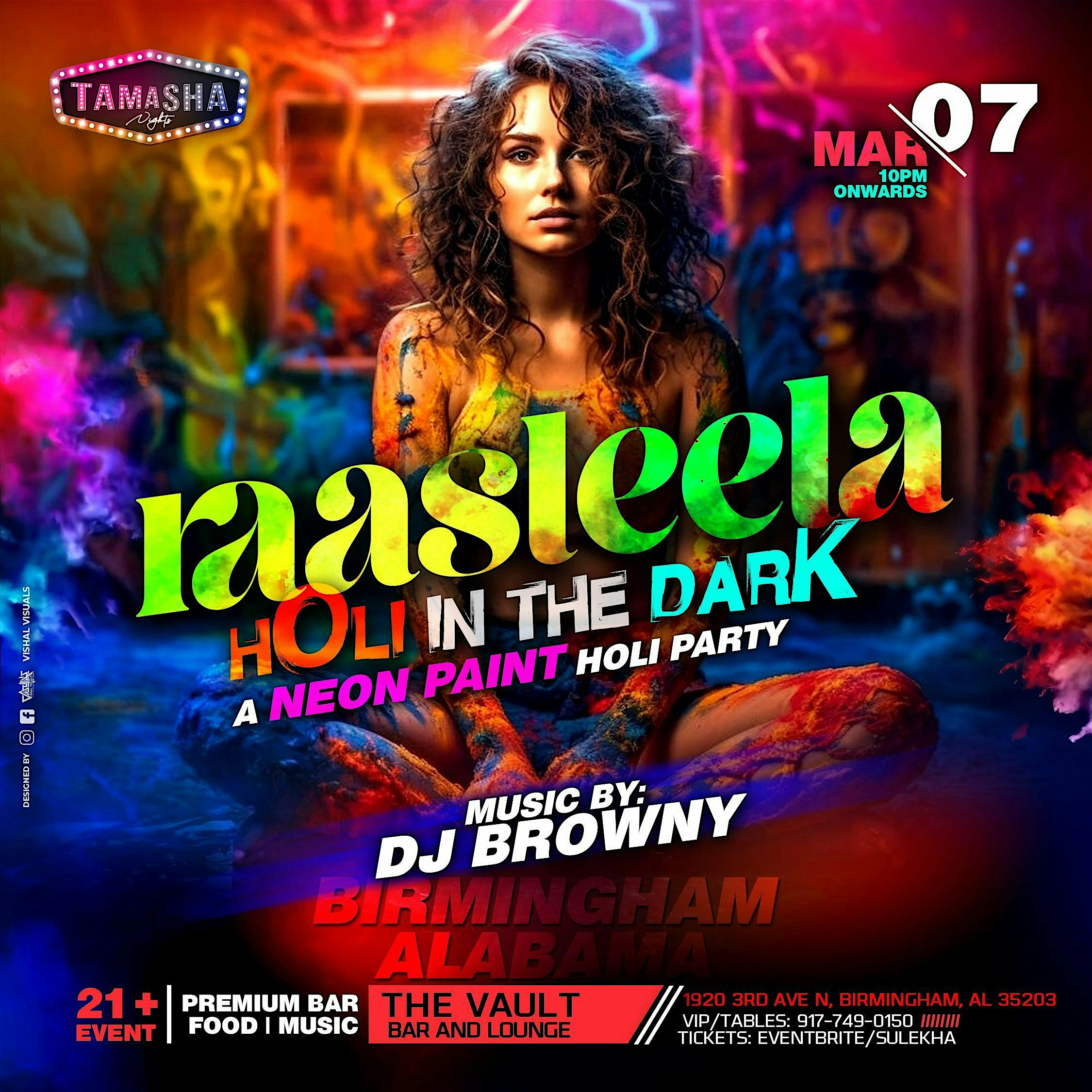 ALABAMA RAASLEELA | HOLI IN THE DARK | MARCH 7 | NEON PAINTS |21+ – Birmingham, AL