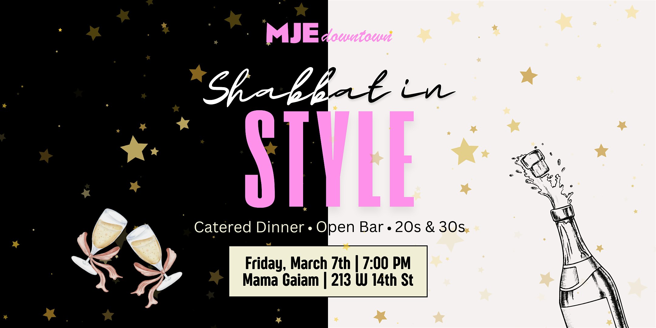 Shabbat in Style | Catered Dinner & Open Bar for 20s & 30s | MJE Downtown – New York, NY