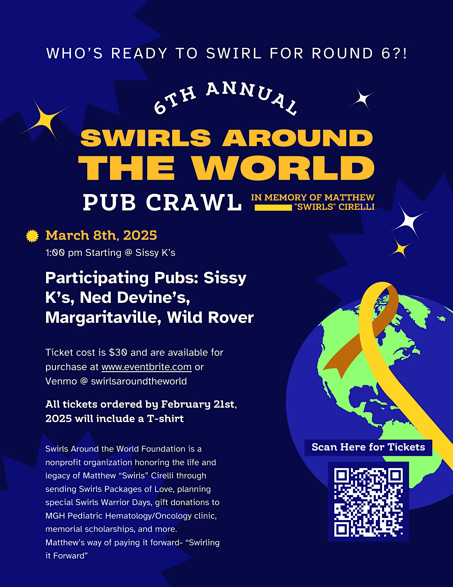 6th Annual Swirls Around the World Foundation Pub Crawl – Boston, MA