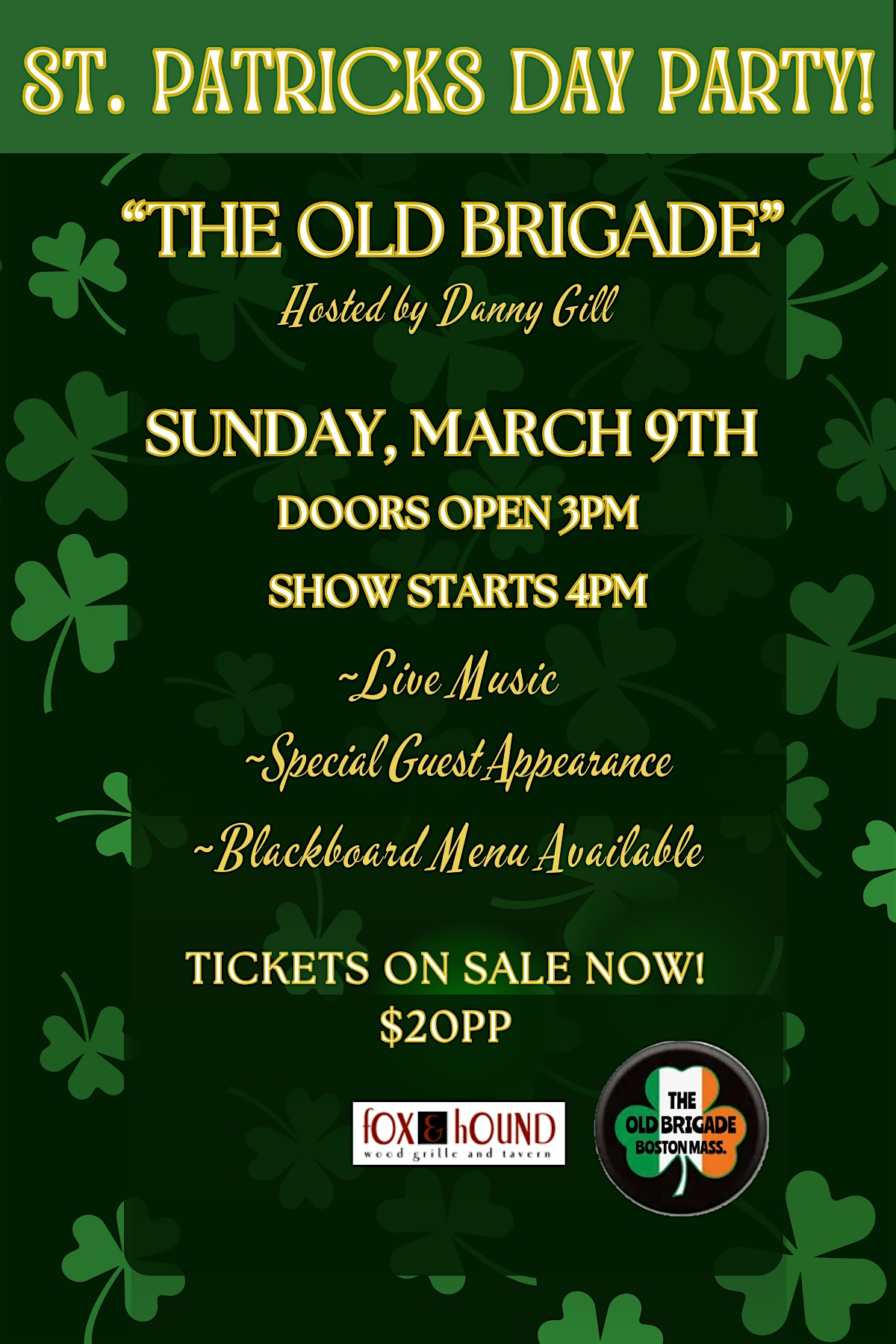 St. Patrick’s Day Party with the Olde Brigade – Quincy, MA