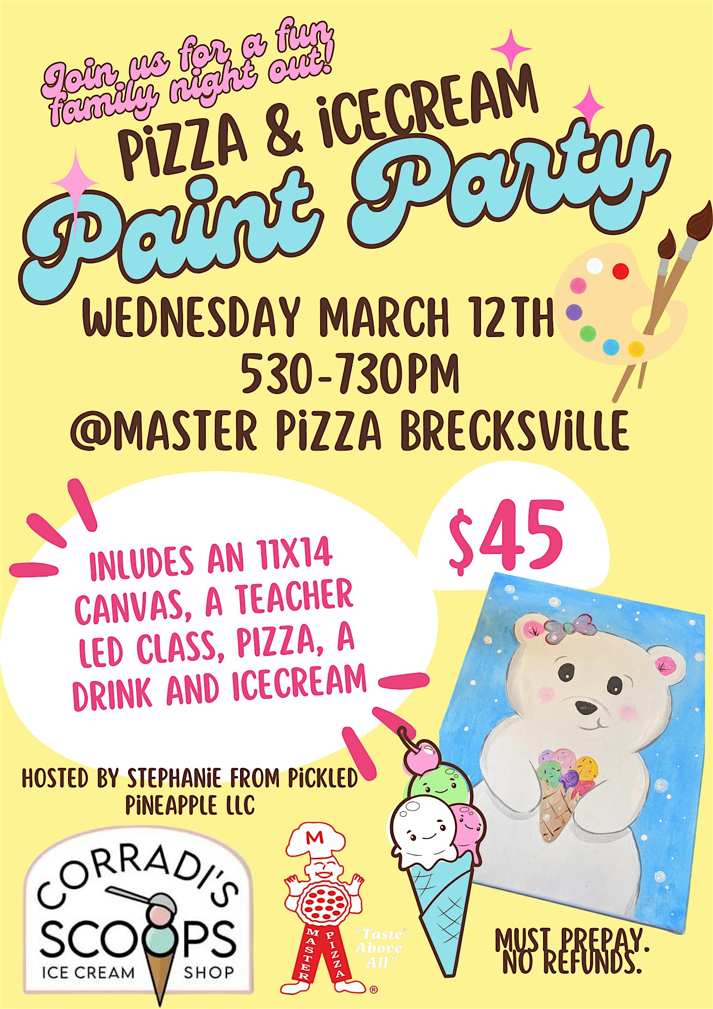 Family Paint Night At Master Pizza/Corradi’s Scoops – Brecksville, OH