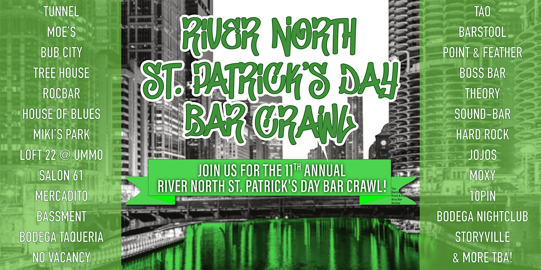 River North St. Patrick’s Day Bar Crawl | 20+ Bars | $20 in Gift Cards – Chicago, IL