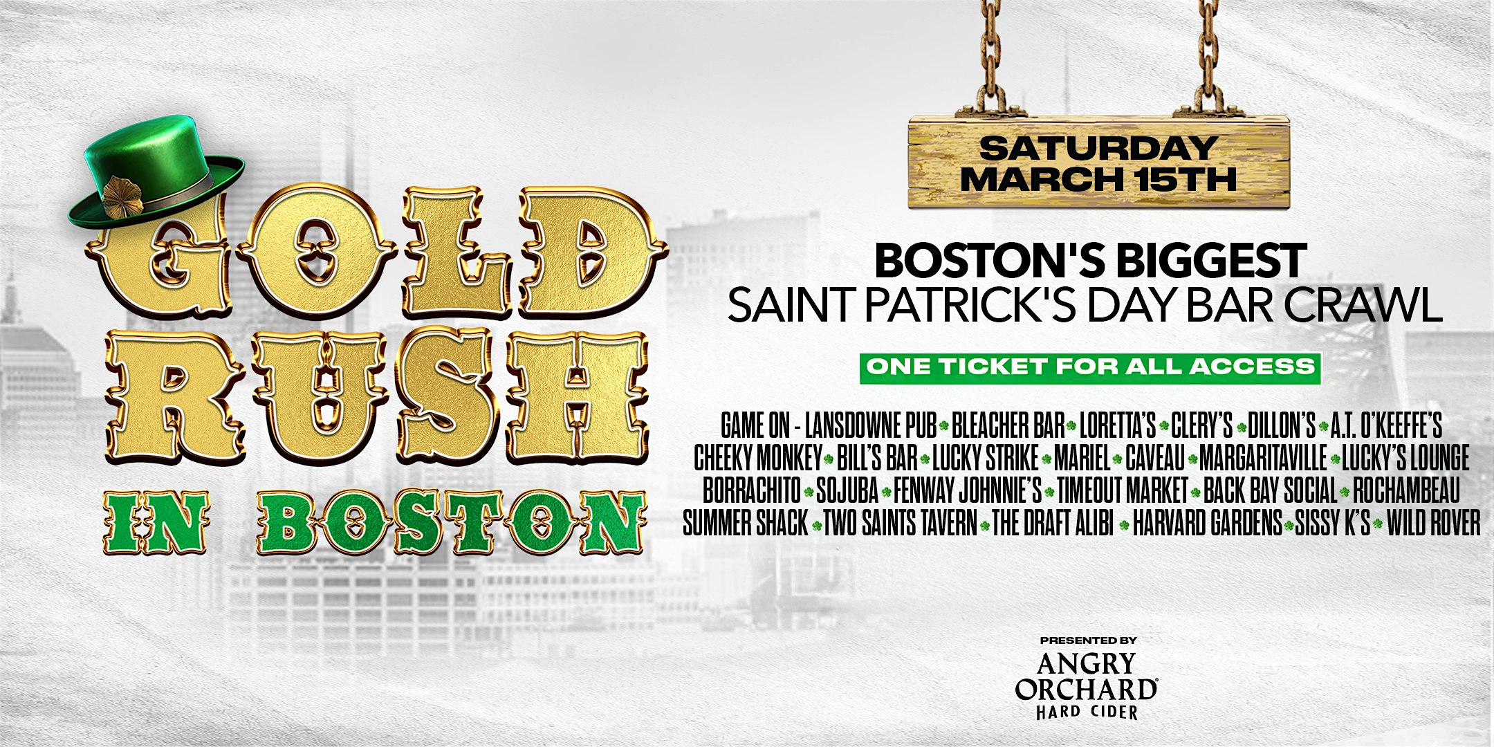 Gold Rush Bar Crawl: Boston’s Biggest Saint Patrick’s Day Event – Boston, MA