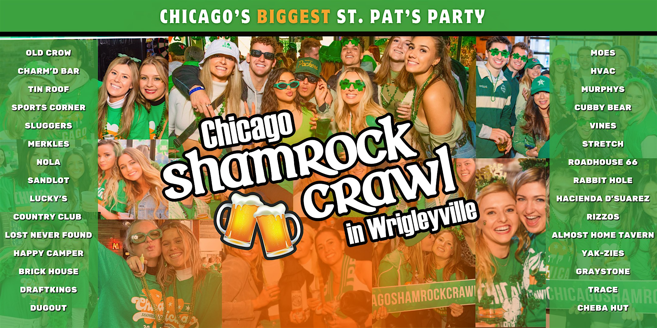 Chicago Shamrock Crawl – Wrigleyville’s St. Patrick’s Day Bar Crawl 25 Bars – Chicago, IL