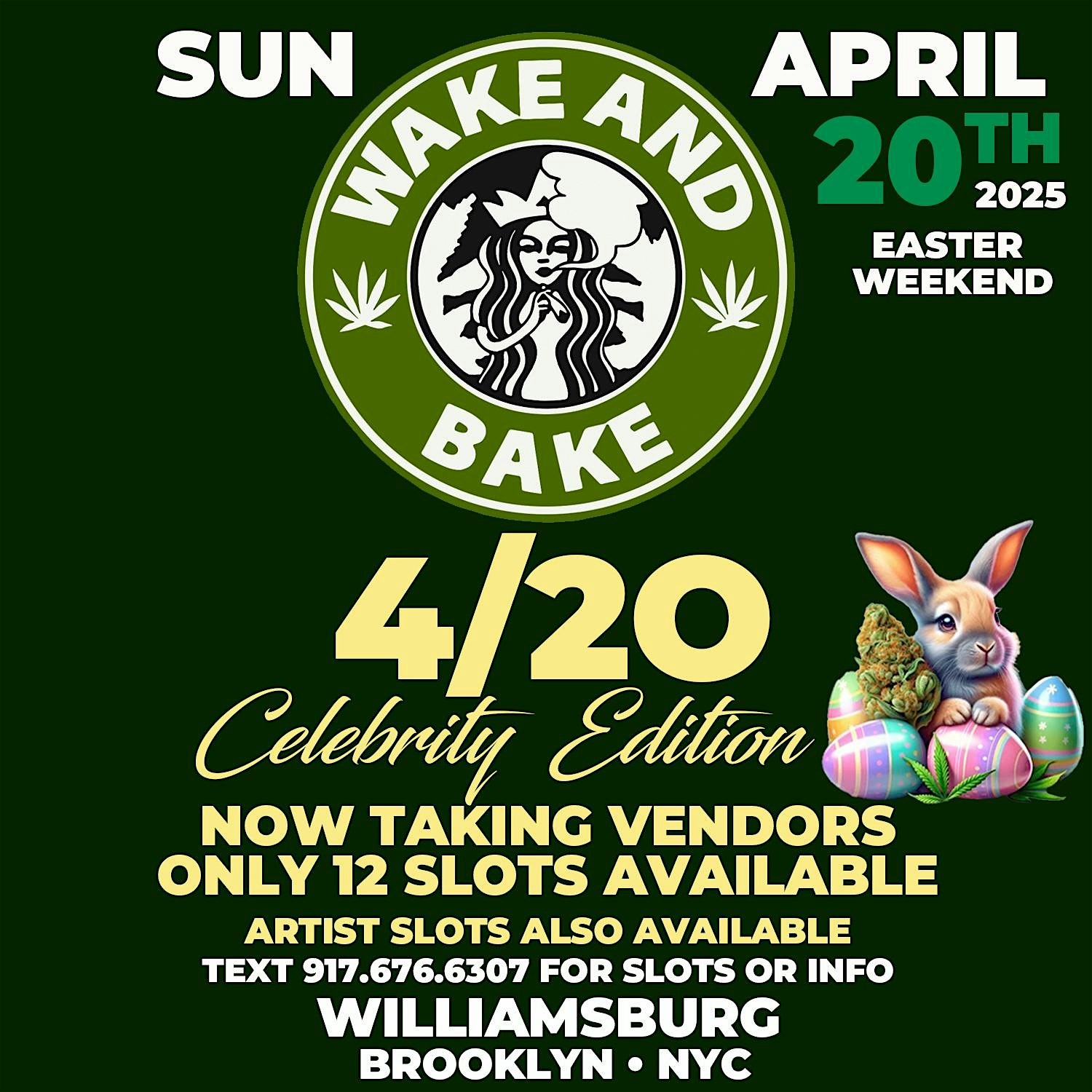 “WAKE & BAKE” 4/20 CELEBRITY EDITION • EVERYONE FREE ON RSVP at Gems Bar & Lounge – Brooklyn, NY