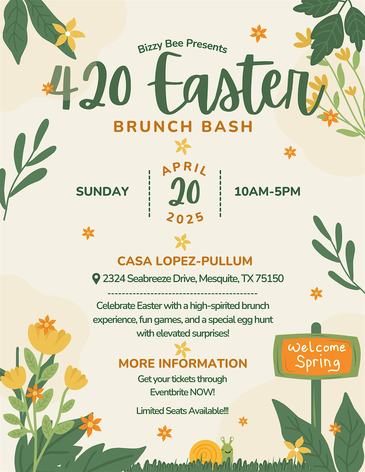 4/20 Easter Brunch Bash! at Casa Lopez-Pullum – Mesquite, TX