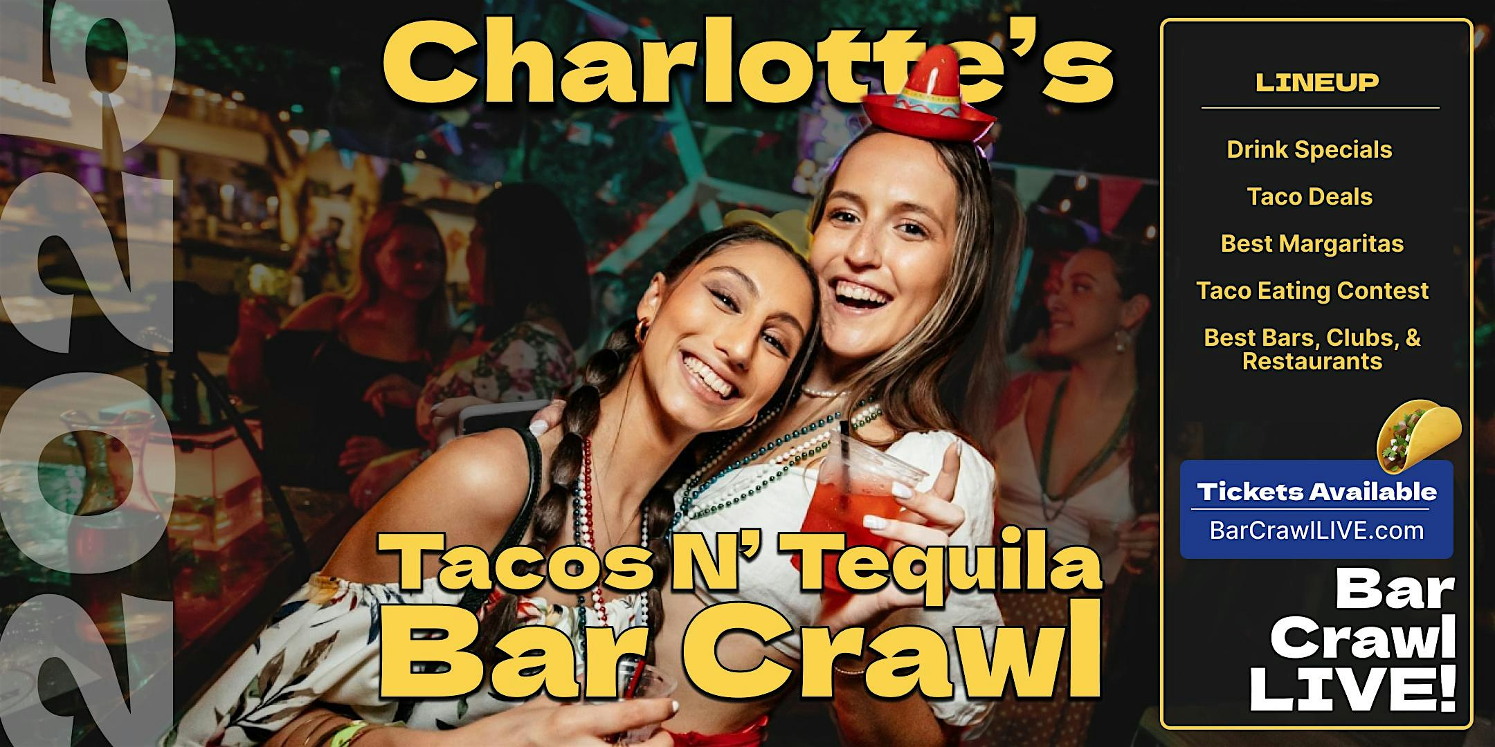 2025 Official Tacos N Tequila Bar Crawl LIVE Charlotte Cinco De Mayo at Tattooz & Booz – Charlotte, NC