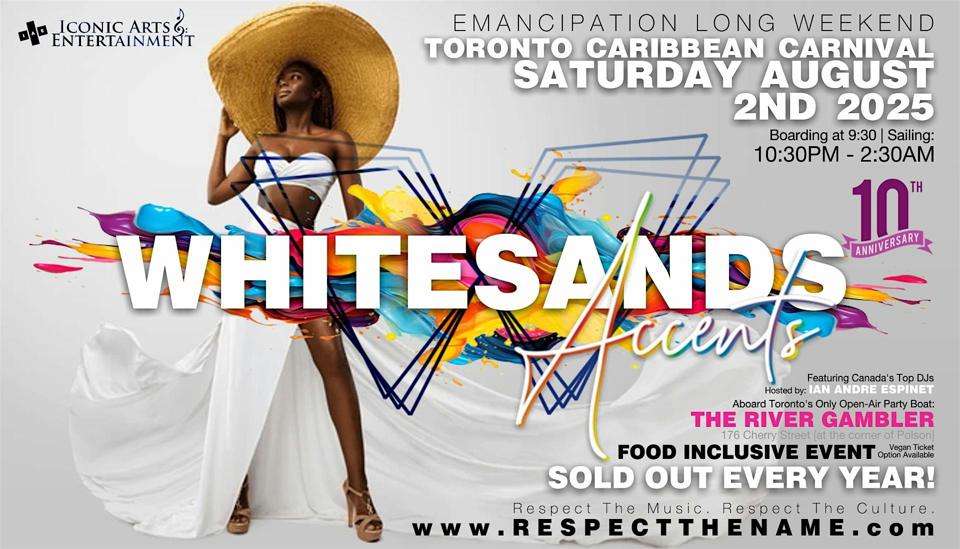 WHITESANDS All White + Accent Cruise | #Caribana Saturday Aug 2nd 2025 at River Gambler – Toronto, Canada