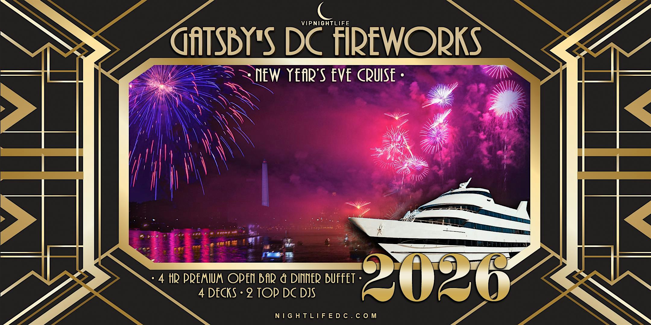 Gatsby’s DC Fireworks New Year’s Eve Yacht Party 2026 at Spirit of Washington DC by Hornblower – Washington, DC