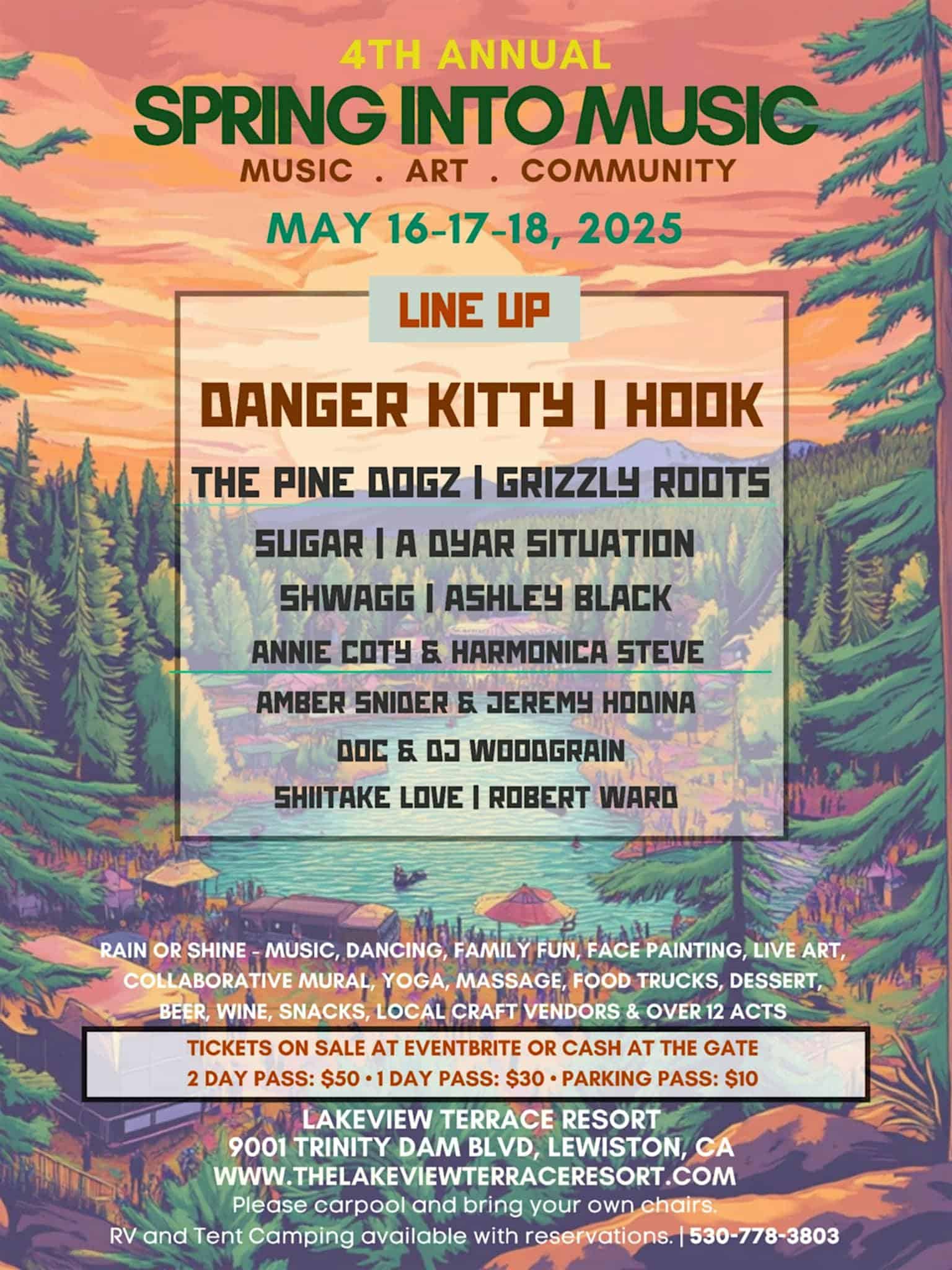 Spring Into Music Festival – 4th Annual at Lakeview Terrace Resort, RV Park & Campground – Lewiston, CA