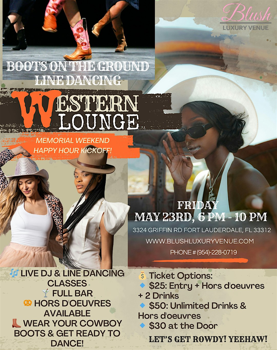 BOOTS ON THE GROUND LINE DANCING WESTERN LOUNGE at Blush Luxury Venue – Fort Lauderdale, FL